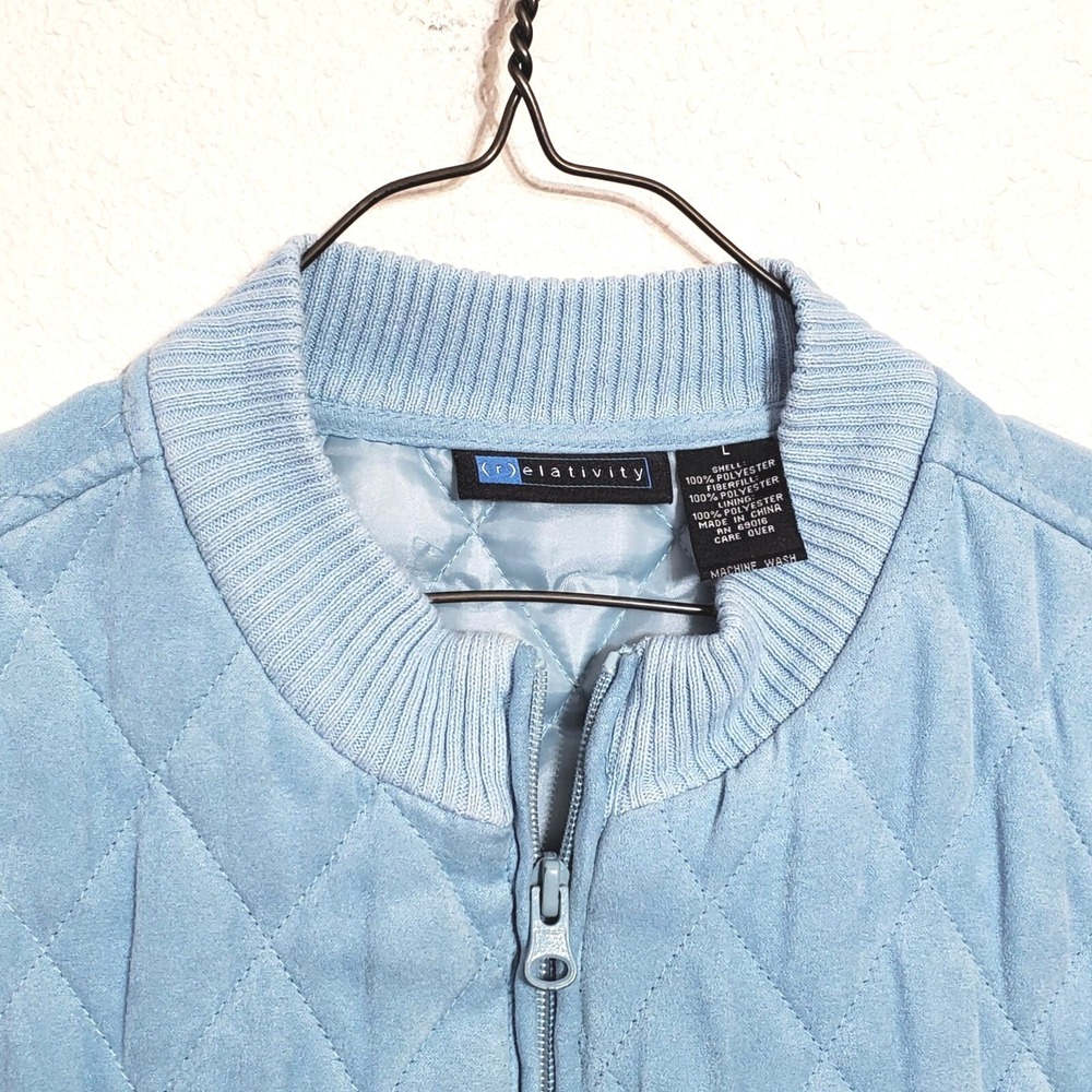 Relativity Womens Small Quilted Puffer Vest Sky Blue Full zip sleeveless - Picture 8 of 8